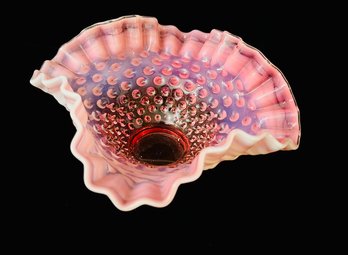 Fenton Cranberry And Opalescent Bowl Hobnail Design