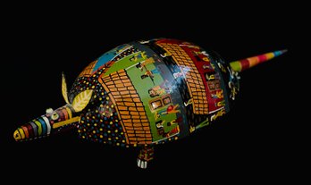 Hand Painted Wooden Armadillo From Venezuela By Jose Sierra