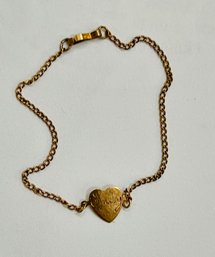 Dainty 10K Bracelet With Heart .07 Grams