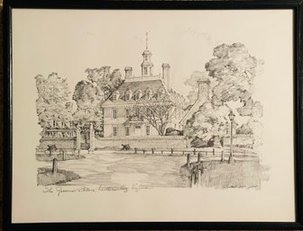 Charles H. Overly Signed 'The Governor's Palace, Williamsburg, Virginia' Sketch In Frame