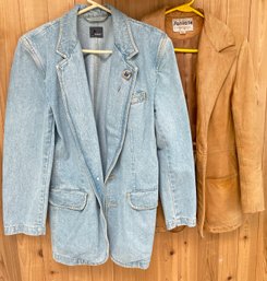 Vintage Denim And Leather Womens Coats