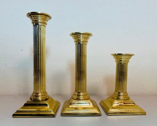 Trio Of Gold Toned Candle Holders 1 Of 2