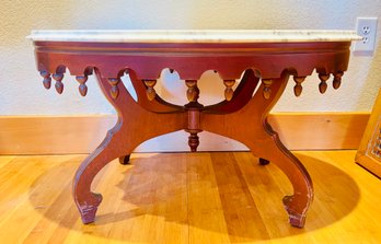 Vintage French Marble Coffee Table Victoria Style White & Gray