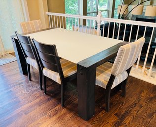 Modern Dining Set With Table, 4 Dining Chairs And A Bench Custom Made From Woodleys