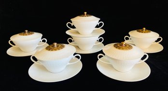 Set Of 6 Vintage Rosenthal Romance Bjorn Wiinblad Germany Bouillon Cups With Saucers 1 Of 2