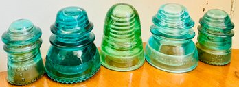 Vintage Green, Teal & Aqua Hemingray,whitall Tatum & H. G & Co Glass Insulators