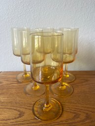 6 Italian Sahara Gold Small Wine Glasses
