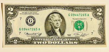 1976 $2 Uncirculated Misprint Dollar Bill