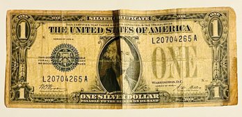 1928A Series $1 Silver Certificate Funny Back Misprint Dollar Bill