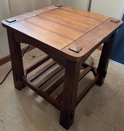 Two Tier Square Wooden Side Table