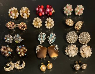 Pearl & Rhinestone Clip-On Earrings