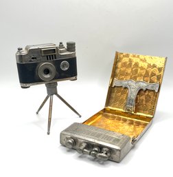 Camera Table Lighter And Evans Cigarette Case With Lighter