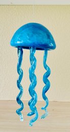 Blue Art Glass Jellyfish Wind Chime