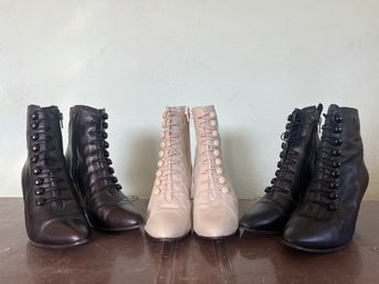 3 Pair Of Womens Button Style Heel Boots Size 9 M