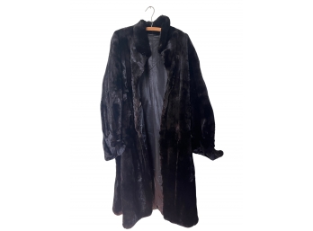 Long Black Fur Coat Size Large-extra Large