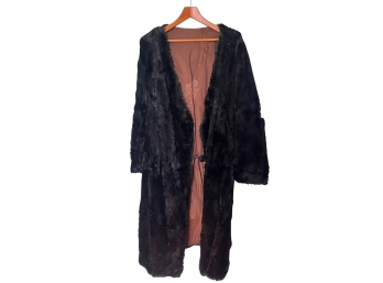 Real Black Fur Coat With Brown Lining