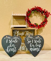 Wedding Decor With Wish Box, Wreath, And More!