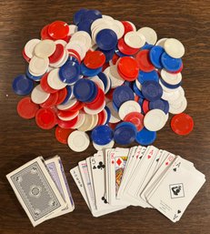 Poker Chips With Two Decks Of Playing Cards