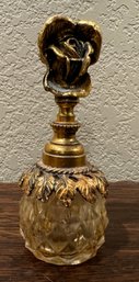 Vintage Gold Rose Perfume Bottle & Dauber, Matson Crystal Ornate