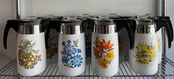 Corning Ware 10 Cup Electric Coffee Percolator, Set Of Eight (8) With Four (4) Different Patterns