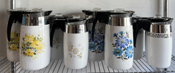 Corning Ware Electric Coffee Percolators, Set Of Eight (8) In Four (4) Patterns