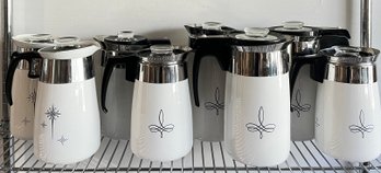 Corning Ware Coffee Percolators, Set Of Eight (8) With Three Different Patterns
