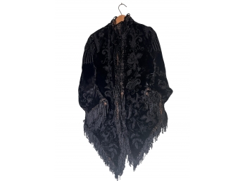Antique Beaded Black Velvet Bustle Coat