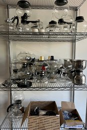HUGE LOT! Vintage Syphon Style Coffee Pots And Parts - Silex, Cory And More! - Glass And Stainless Steel