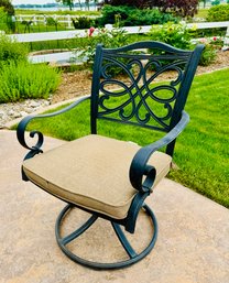 Cast Aluminum Swivel Patio Chair With Cushion 2 Of 2