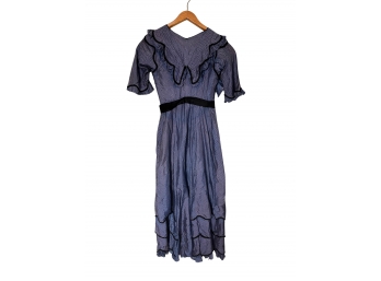 Blue Silk Dress With Boned Bodice