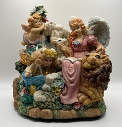 Angels And Animals Ceramic Floral Music Box