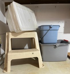 Rubbermaid Step Stool And Cleaning Buckets