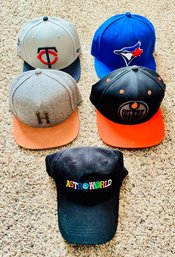 Set Of 5 Sports And Concert Ball Caps