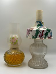 Pair Of Glass Oil Lamps