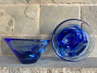 Gorgeous Blue Galss Swirl Bowls