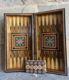 Inlay Checkerboard And Backgammon Travel Set