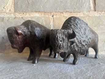 Carved Buffalo Sculptures