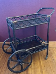 Bamboo Bar Cart On Wheels