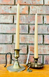 Three Vintage Brass Candle Stick Holders