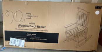 New In Box Mainstays White Wooden Porch Rocker 1 Of 2