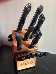 Set Of Cutco Knives In Wooden Block