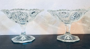 Pair Of Cut Glass Candy Dishes
