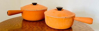 Vintage Le Creuset Orange Cast Iron Pots
