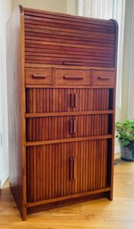 Vintage Mid-Century Modern Cabinet  With Tambour Doors