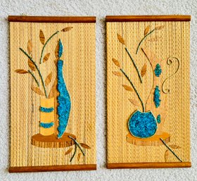 Two Mid-century Vintage Gravel Hanging Art Pieces