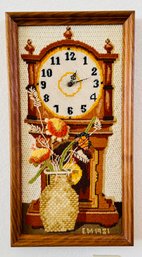 Vintage Framed Crochet Clock Hanging Piece