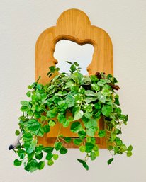 Hanging Wood Planter With Artsy Mirror