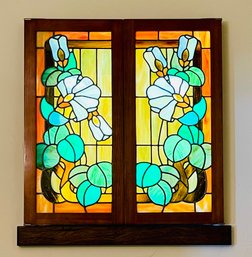 White Flowers Stained Glass Window Panes