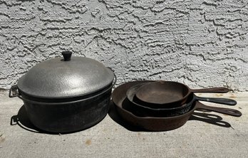 Cast Iron Skillets And Dutch Oven - Unmarked