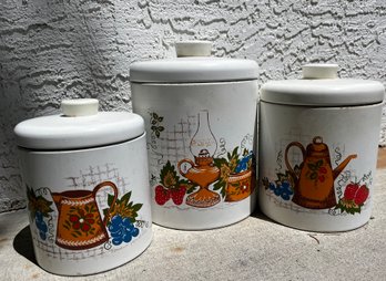 Retro Set Of 3 Ransburg Tin Canisters